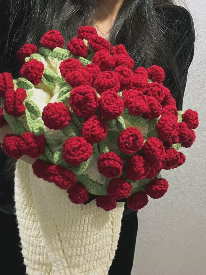 Soft Rose/Sunflower Bouquet Blanket (Premium Wool Yarn)