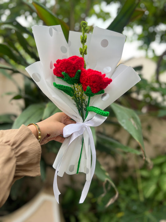 Rose bouquet with a green stick