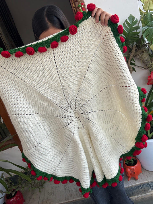 Soft Rose/Sunflower Bouquet Blanket (Premium Wool Yarn)