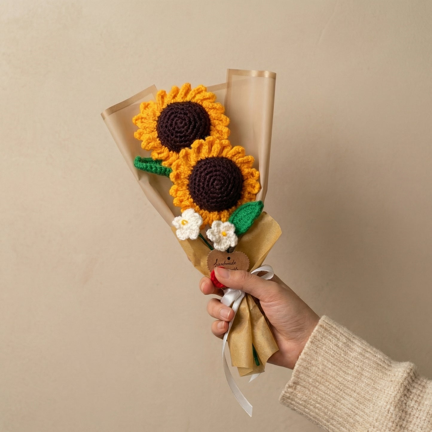 Sunflowers bouquet with forget me not