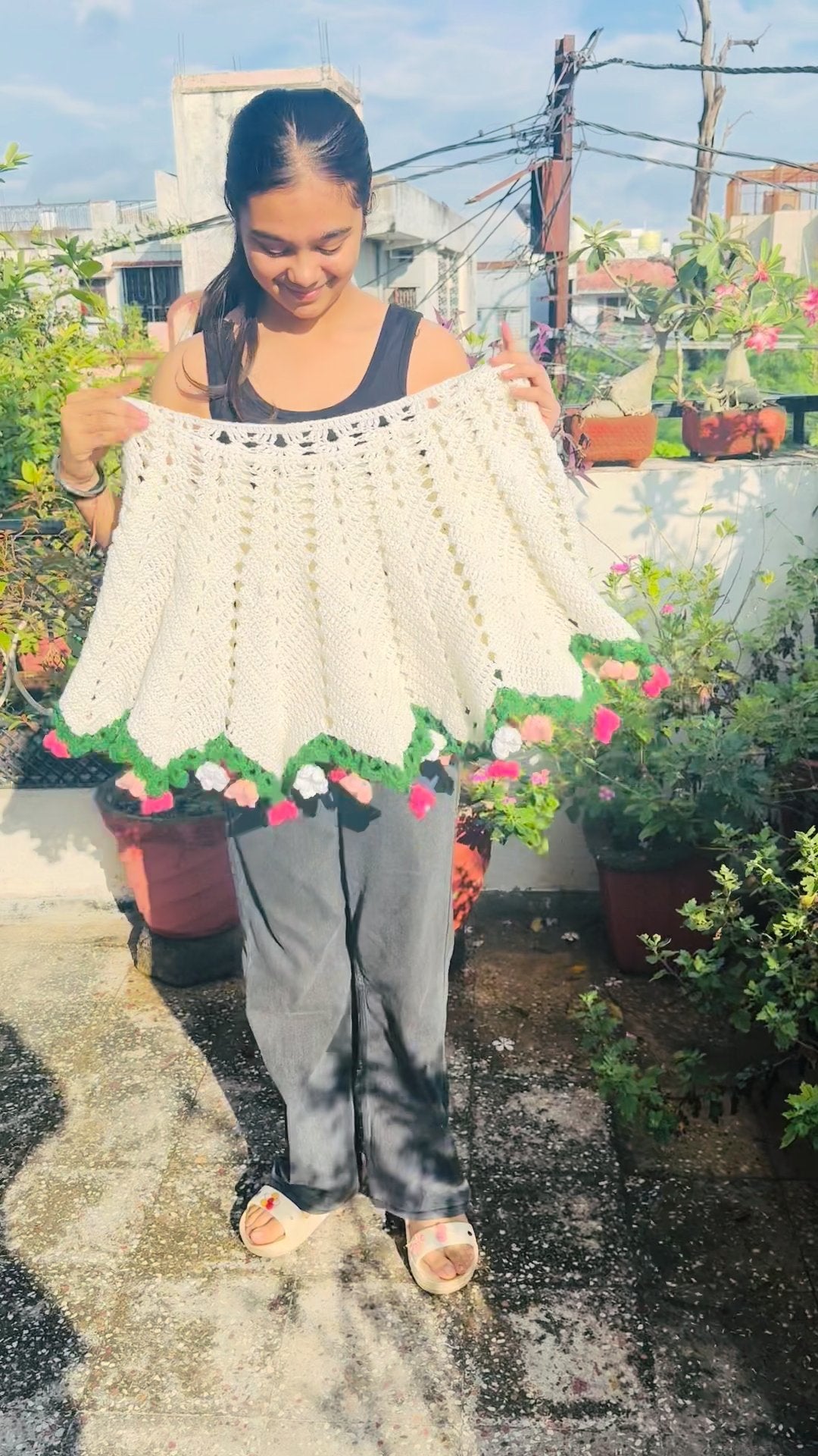 Floral Breeze Poncho