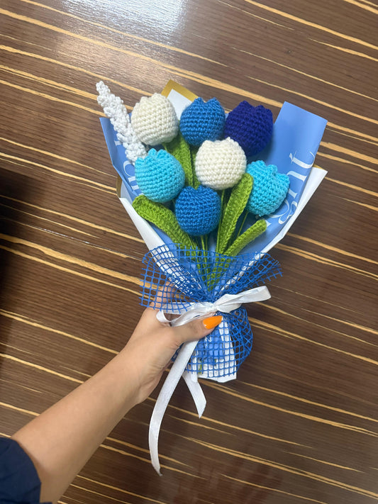 Blue tulips bouquet