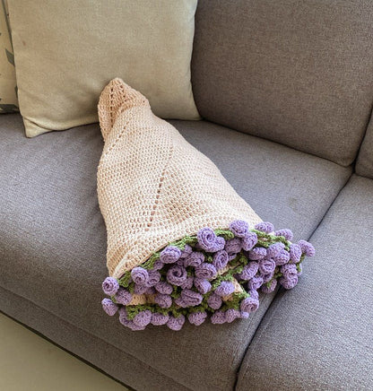 Soft Rose/Sunflower Bouquet Blanket (Premium Wool Yarn)