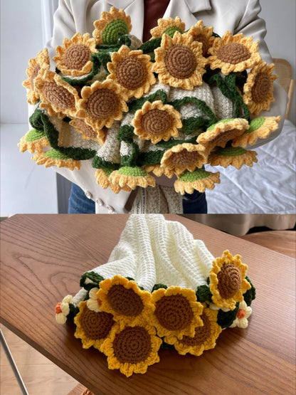 Soft Rose/Sunflower Bouquet Blanket (Premium Wool Yarn)